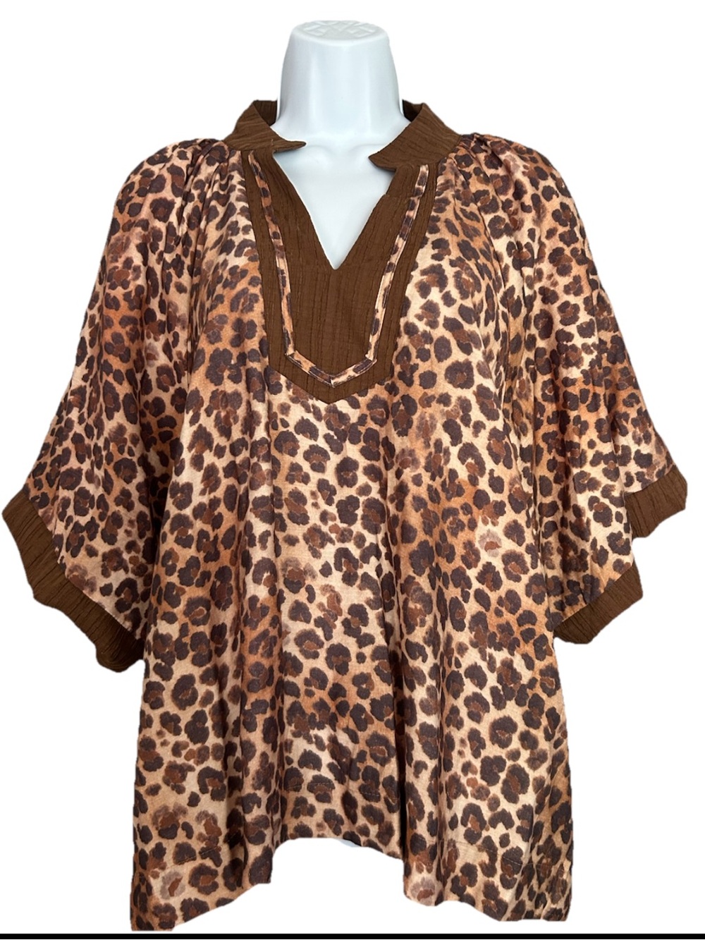 Umgee Animal Print V-Neck Boxy Puff Sleeves V Neck Women’s Sz Medium